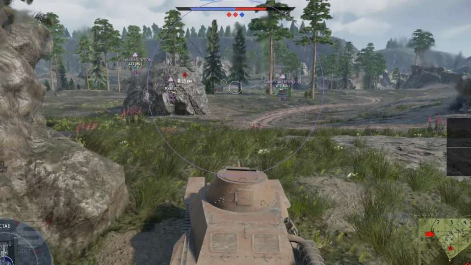 War Thunder ESP overlay showing enemy vehicle boxes through walls